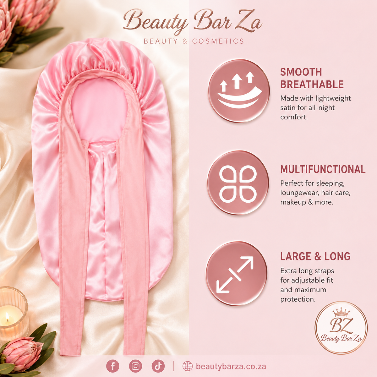 Long Satin Bonnet — Beauty Bar Za™