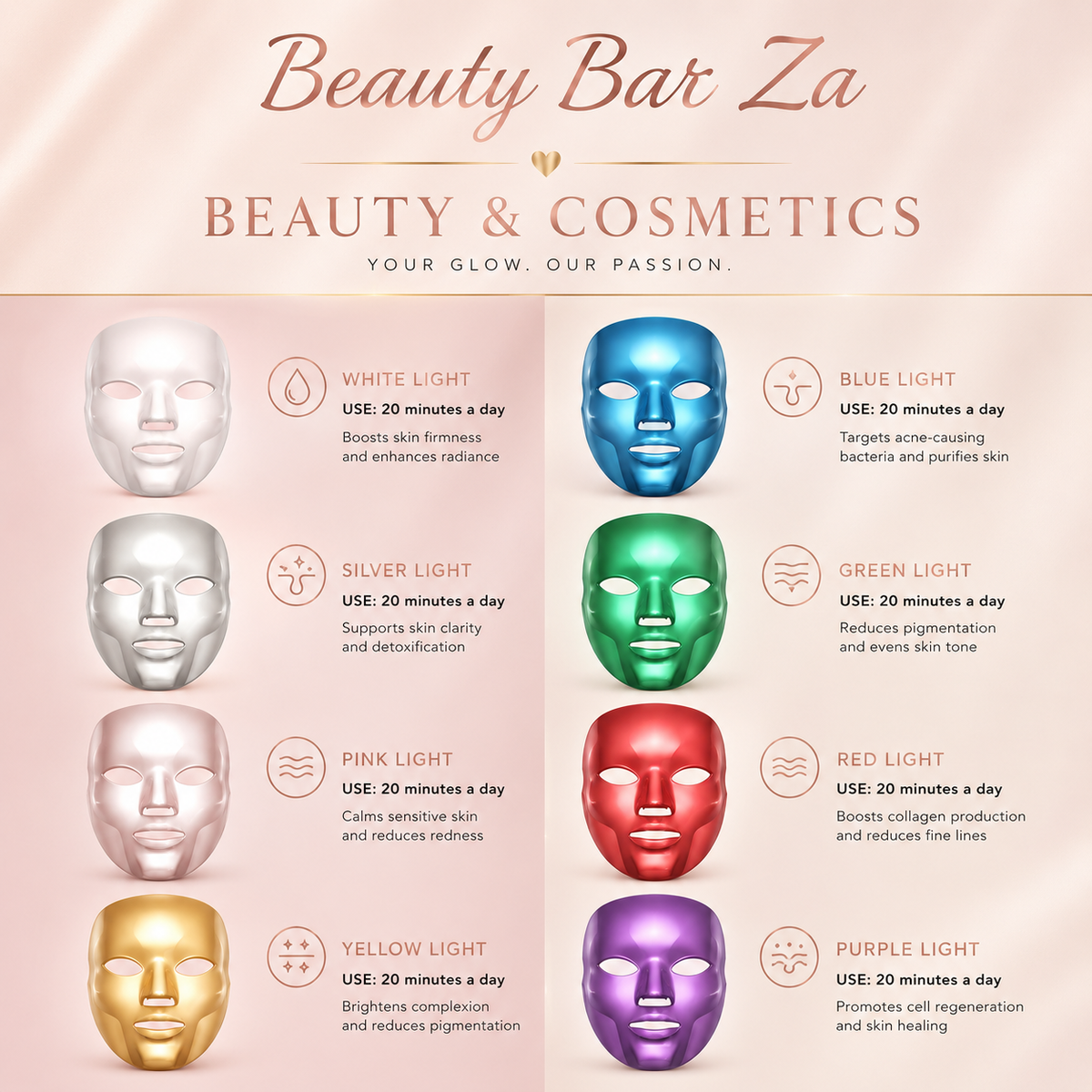 7-Colour LED Light Therapy Facial Mask | Anti-Ageing & Acne — Beauty Bar Za™