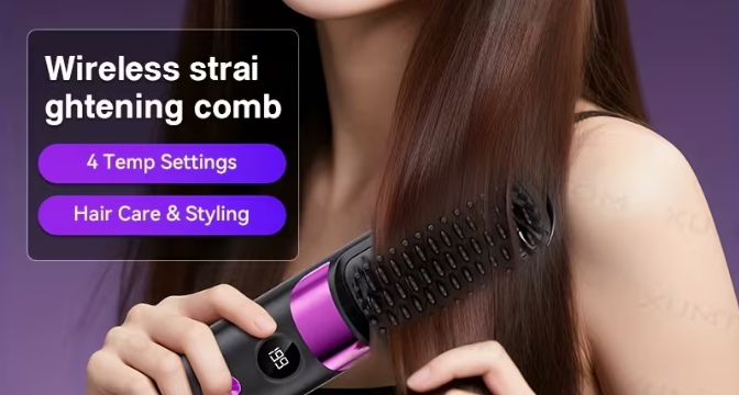 2-in-1 Hair Straightener & Curling Brush | USB Rechargeable — Beauty Bar Za™