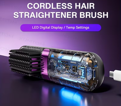 2-in-1 Hair Straightener & Curling Brush | USB Rechargeable — Beauty Bar Za™