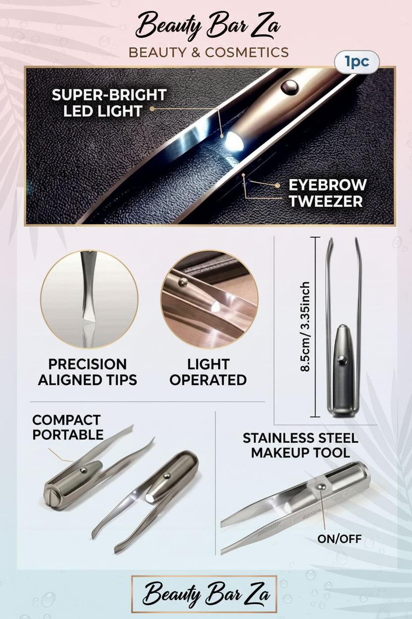 Beauty Bar Za design eyebrow tweezer infographic